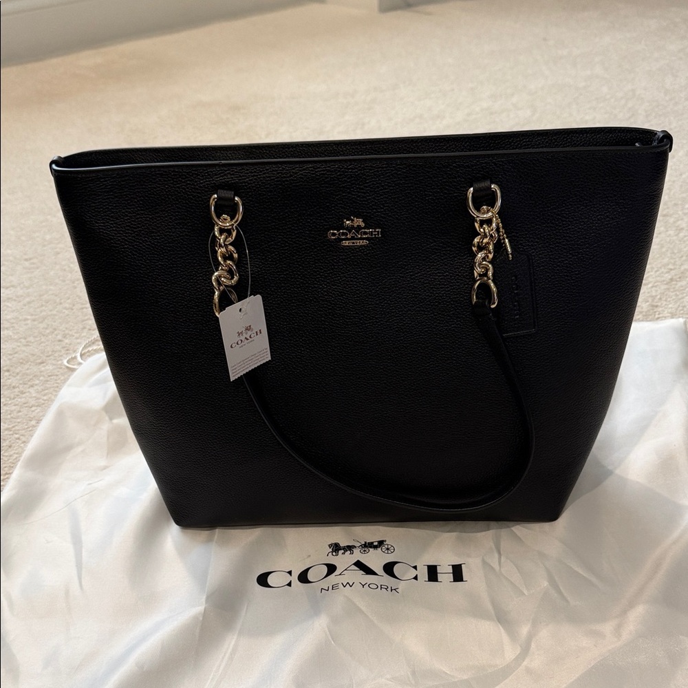 NWT Coach Sophia Tote in Black Pebbled Leather